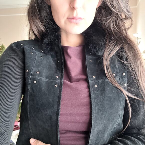 Escapade Suede rabbit Fur Sweater Jacket Sz XS - Picture 3 of 5